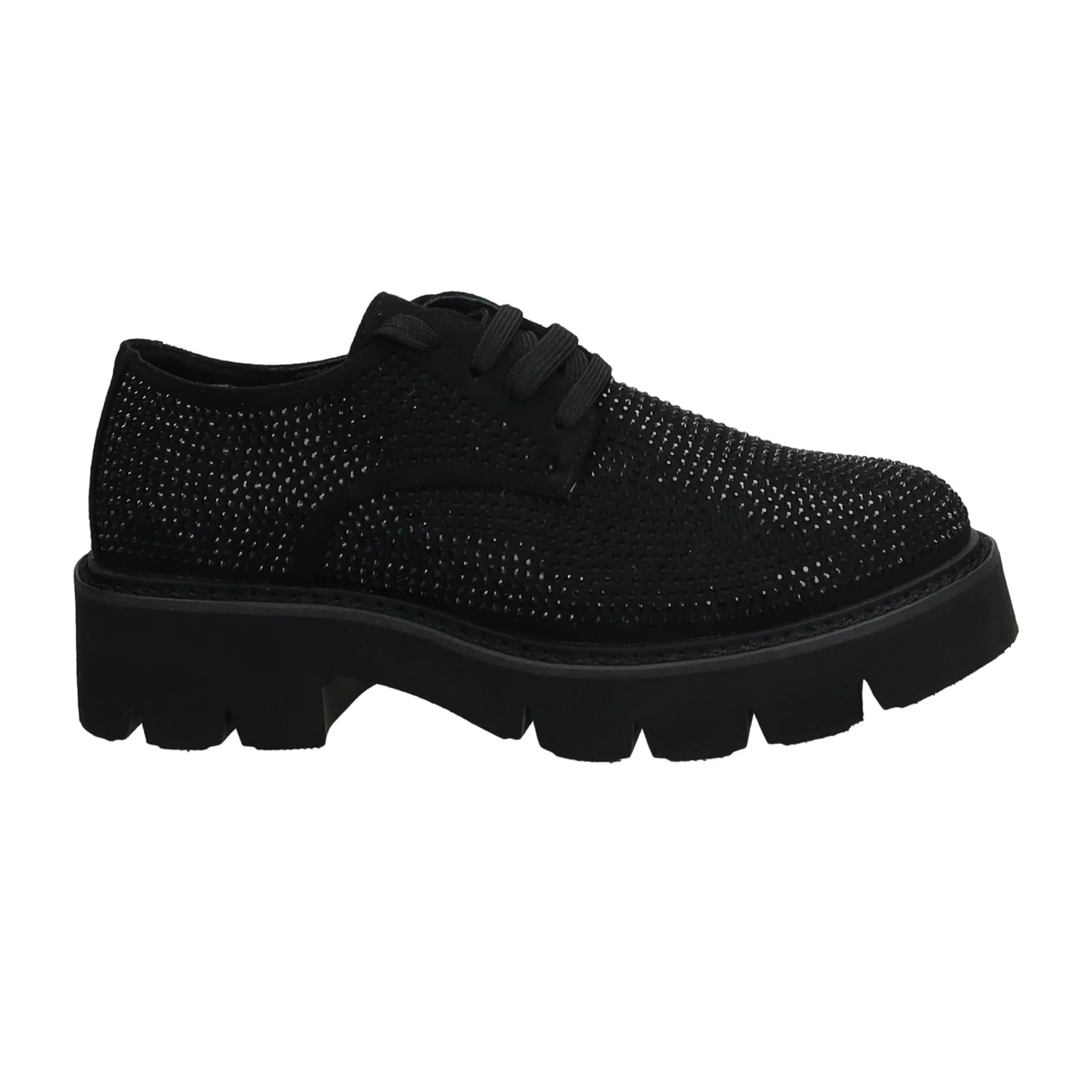 Derby con strass.Tacco alto 4cm