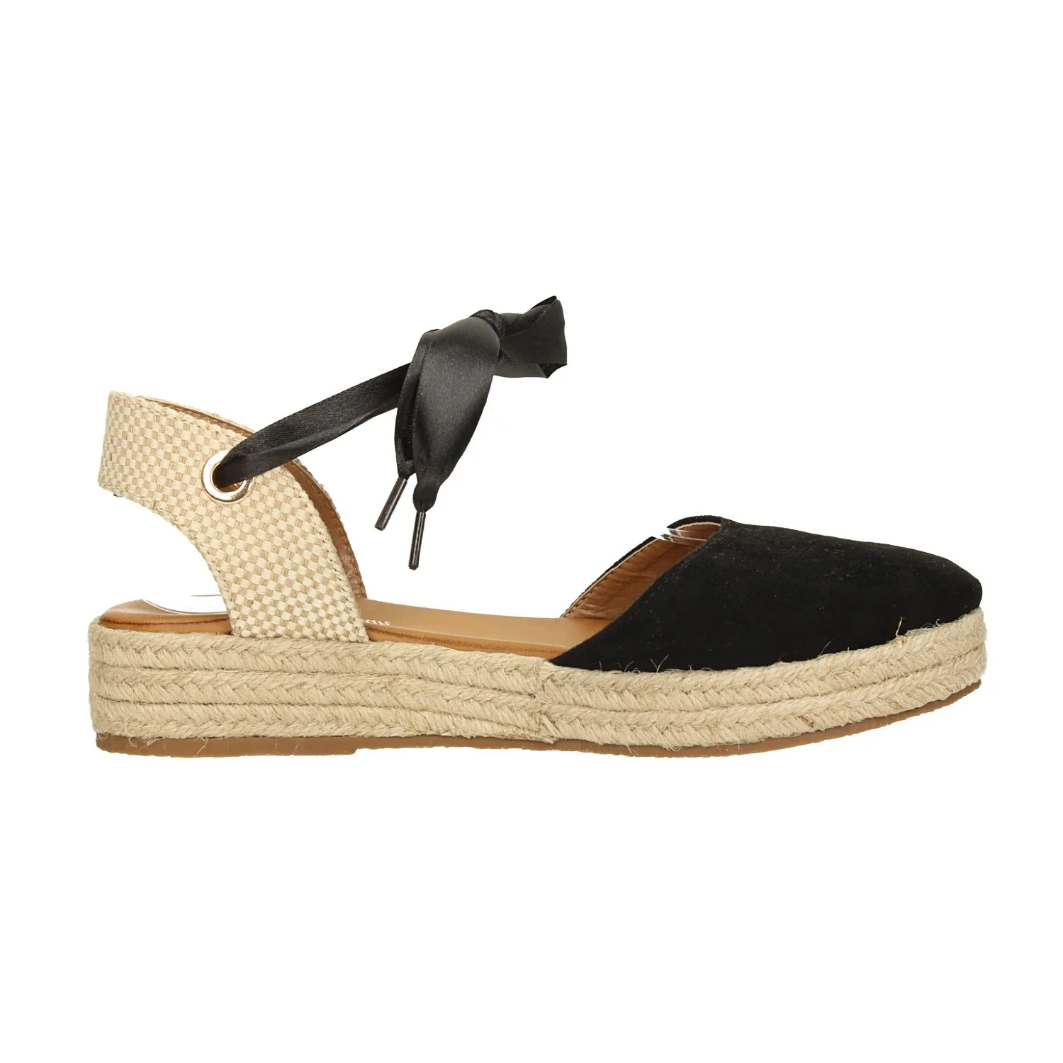 Sandali allacciati con nastro. zeppa da 3cm in rafia. - Image 11