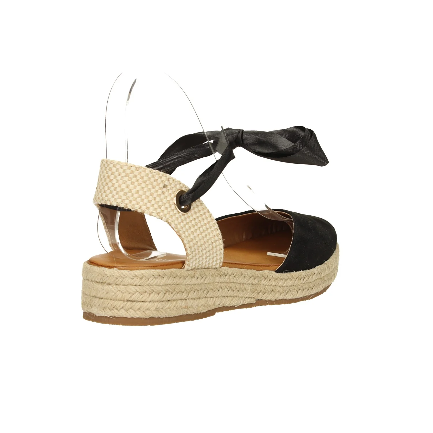 Sandali allacciati con nastro. zeppa da 3cm in rafia. - Image 12