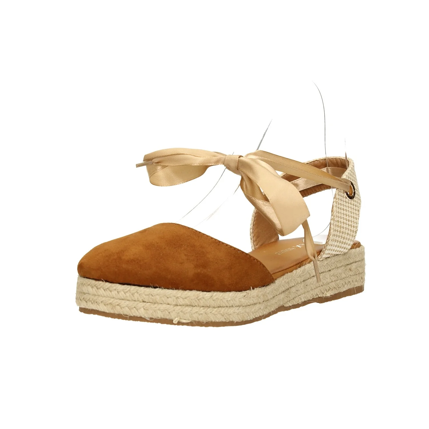 Sandali allacciati con nastro. zeppa da 3cm in rafia. - Image 2