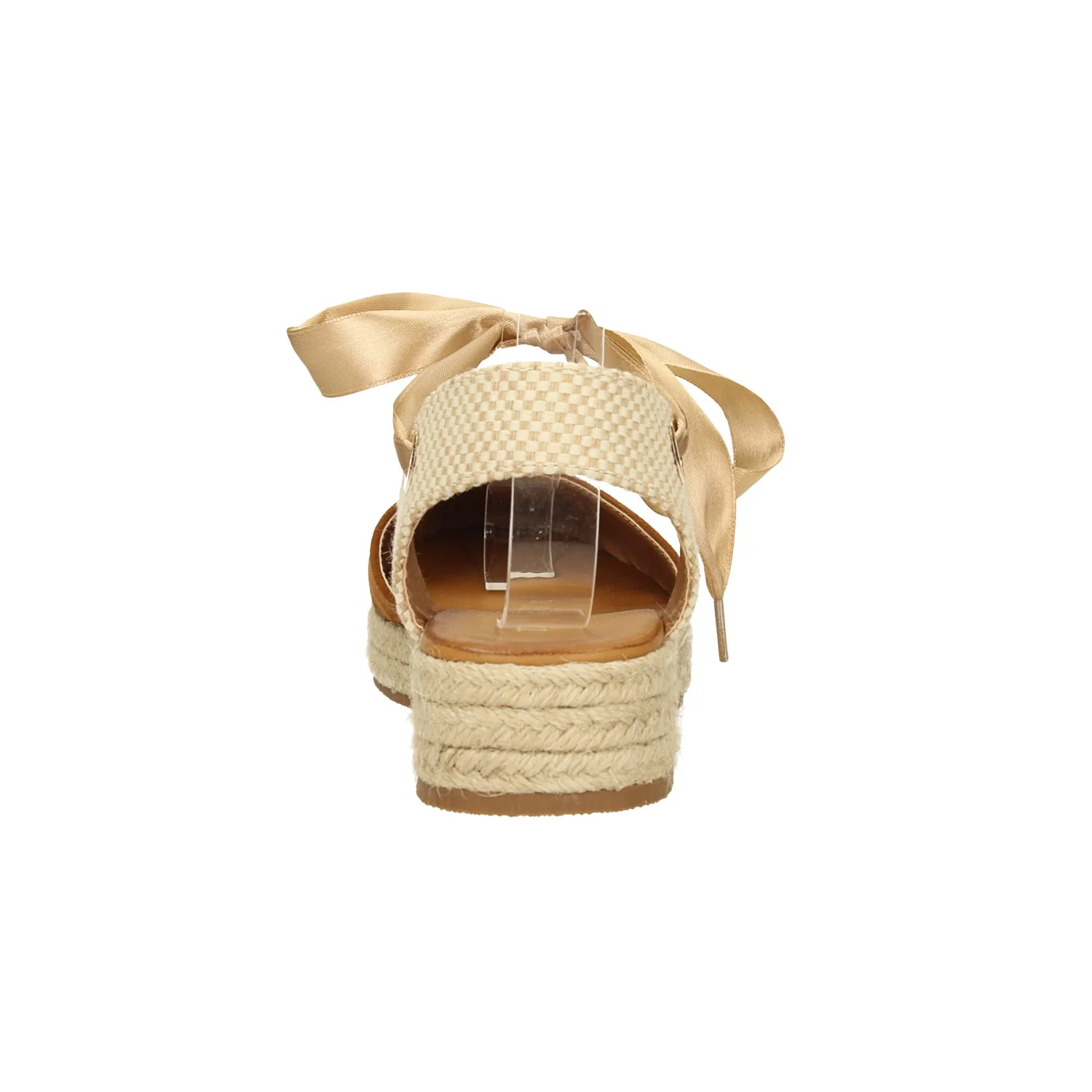 Sandali allacciati con nastro. zeppa da 3cm in rafia. - Image 4