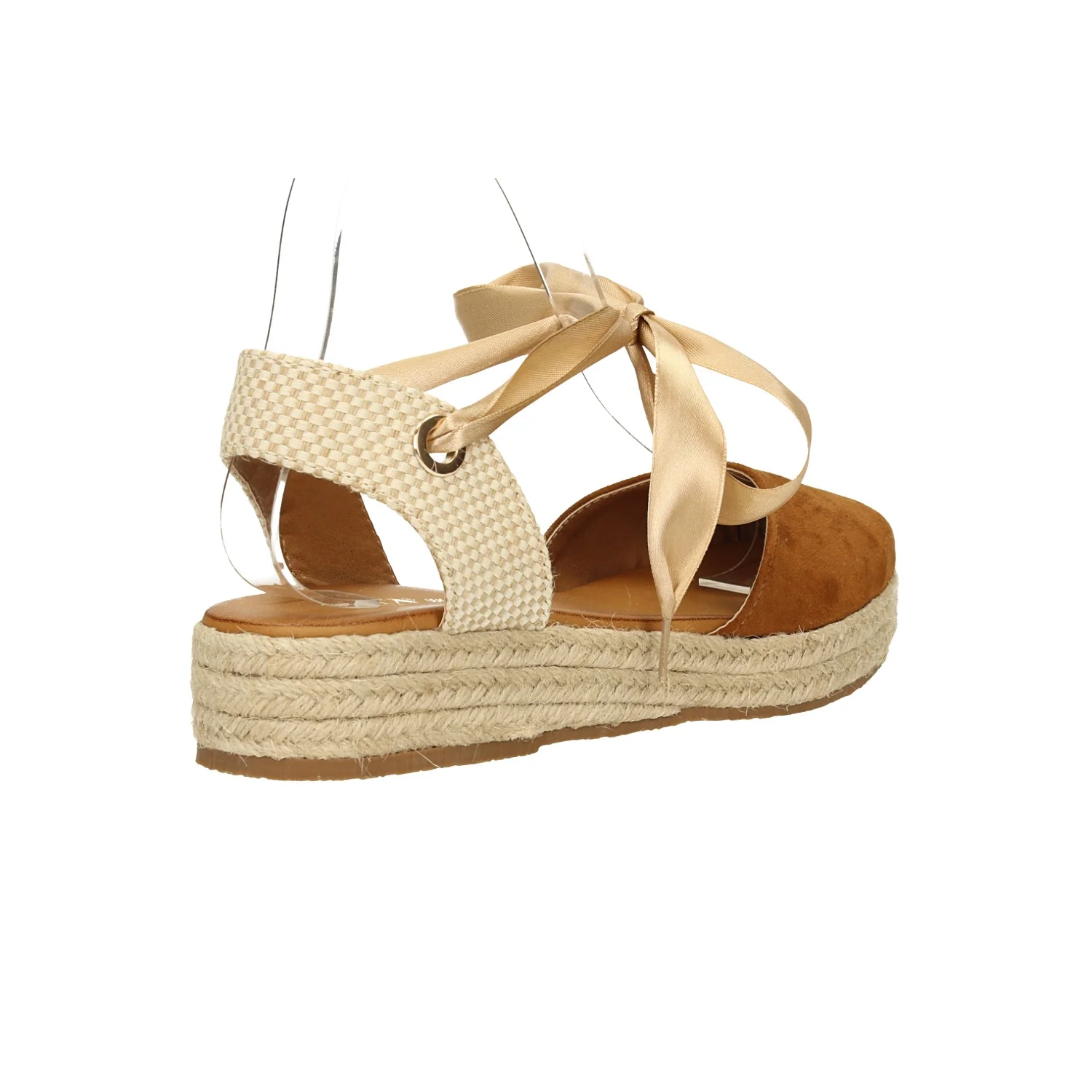 Sandali allacciati con nastro. zeppa da 3cm in rafia. - Image 6