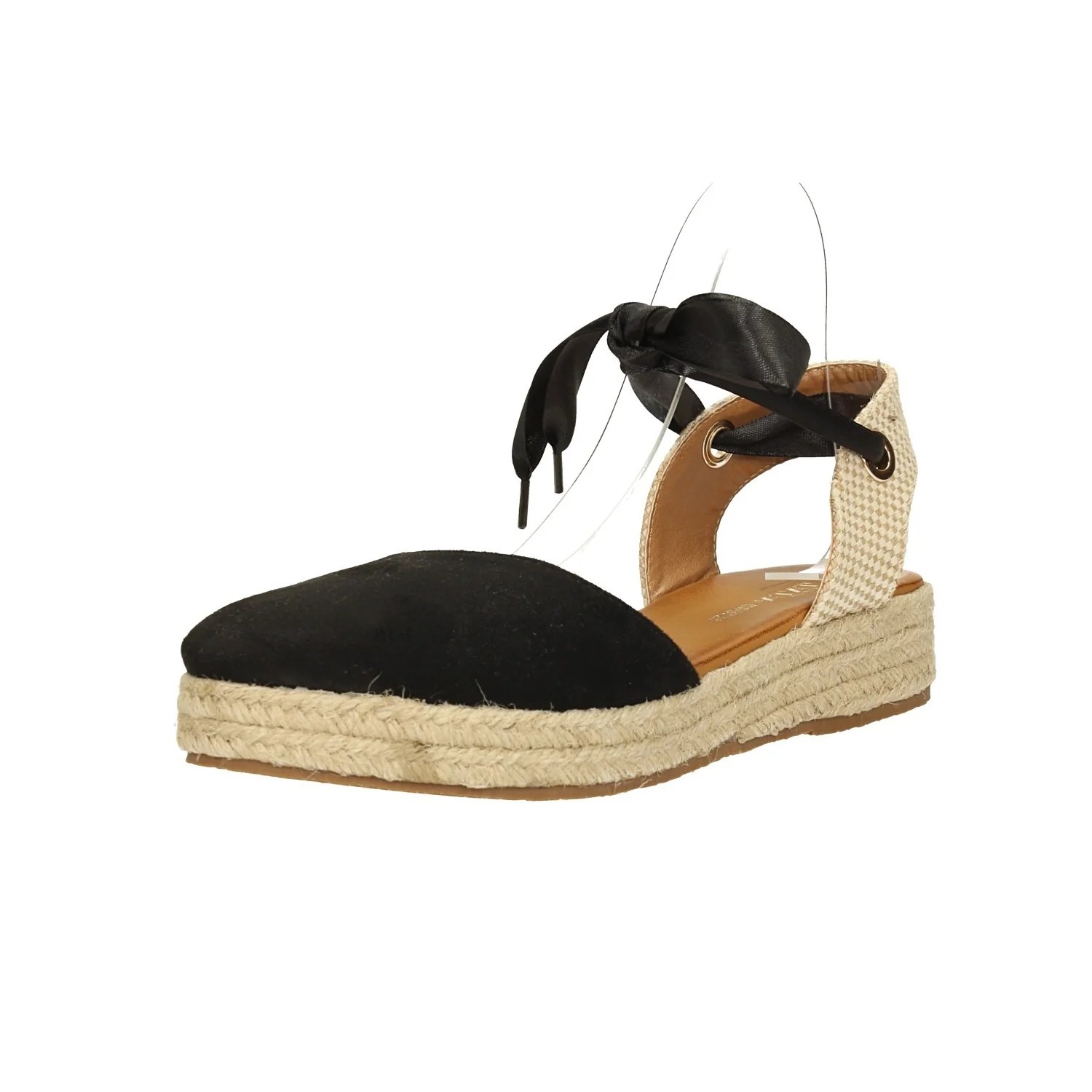 Sandali allacciati con nastro. zeppa da 3cm in rafia. - Image 8