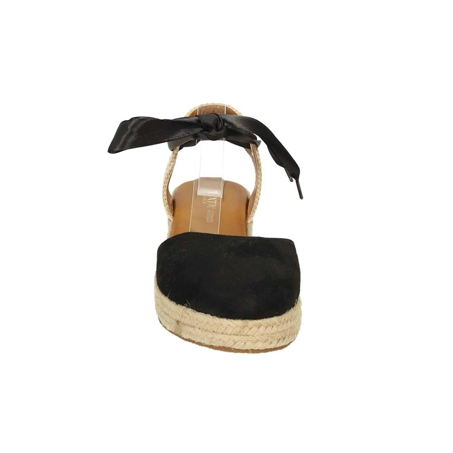 Sandali allacciati con nastro. zeppa da 3cm in rafia. - Image 9