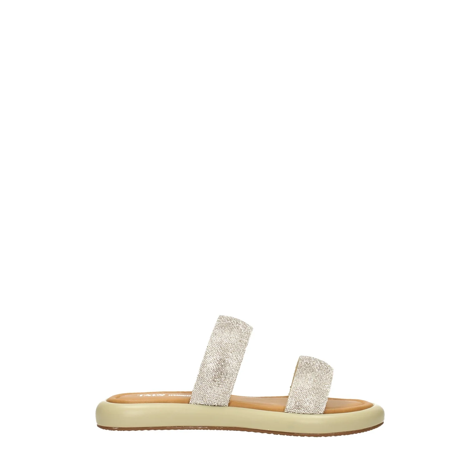 Sandali bassi con doppia fascia con strass