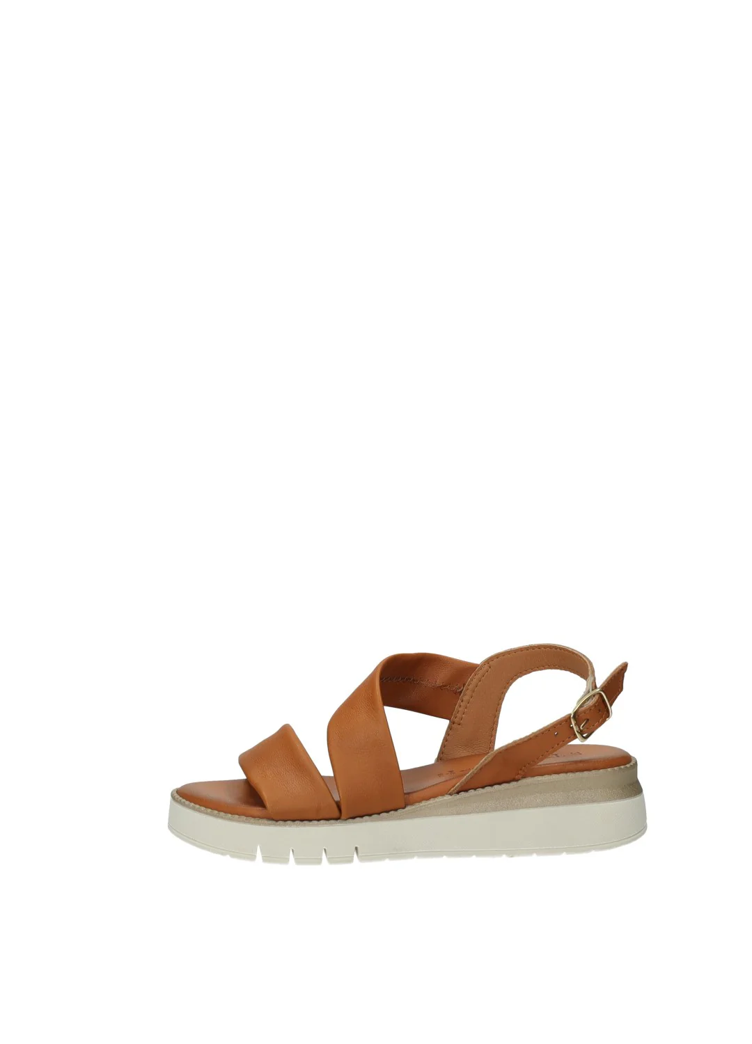 Sandali Donna Vera Pelle Zeppa Media Brown / White - Image 4