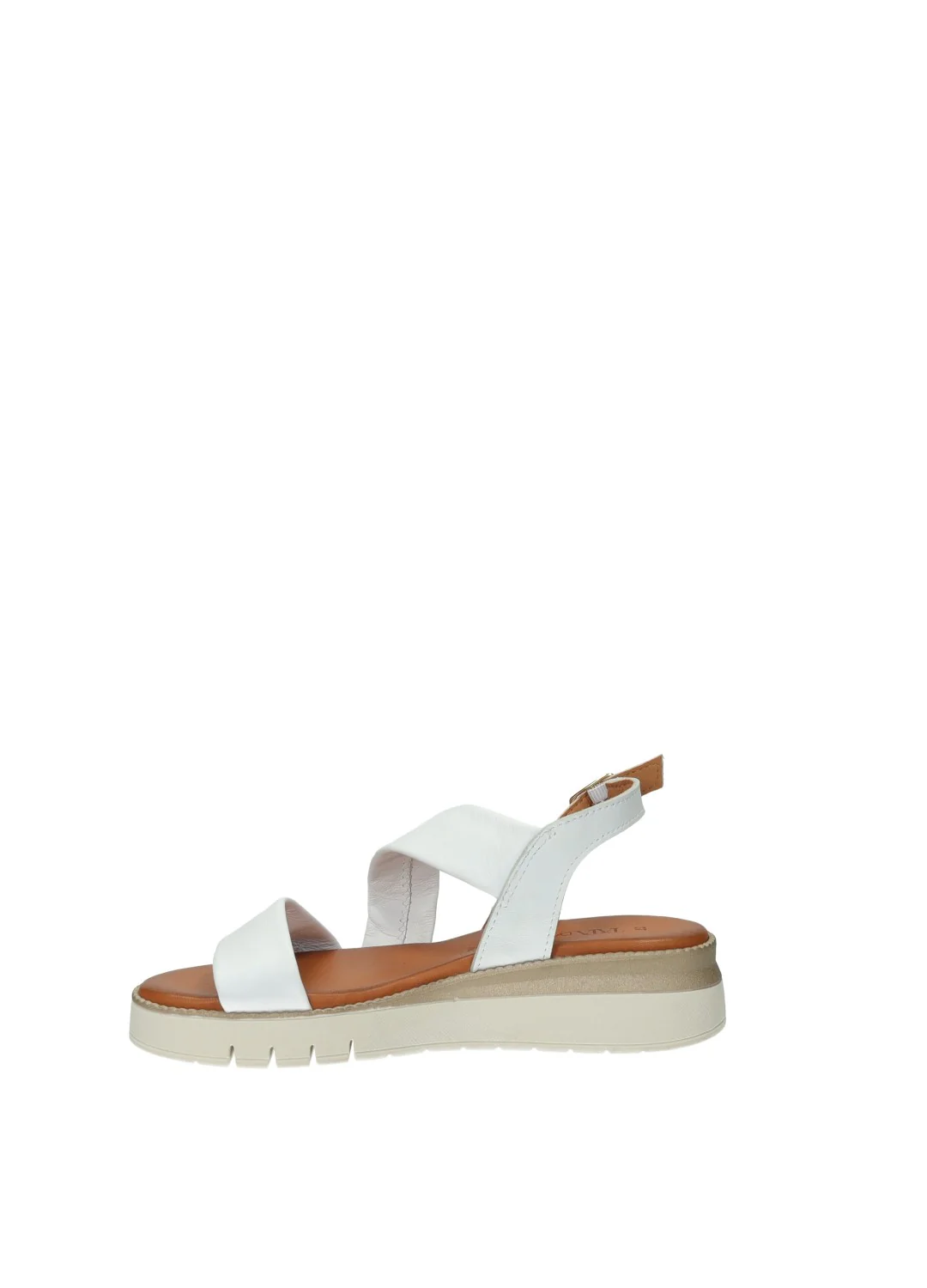 Sandali Donna Vera Pelle Zeppa Media Brown / White - Image 6
