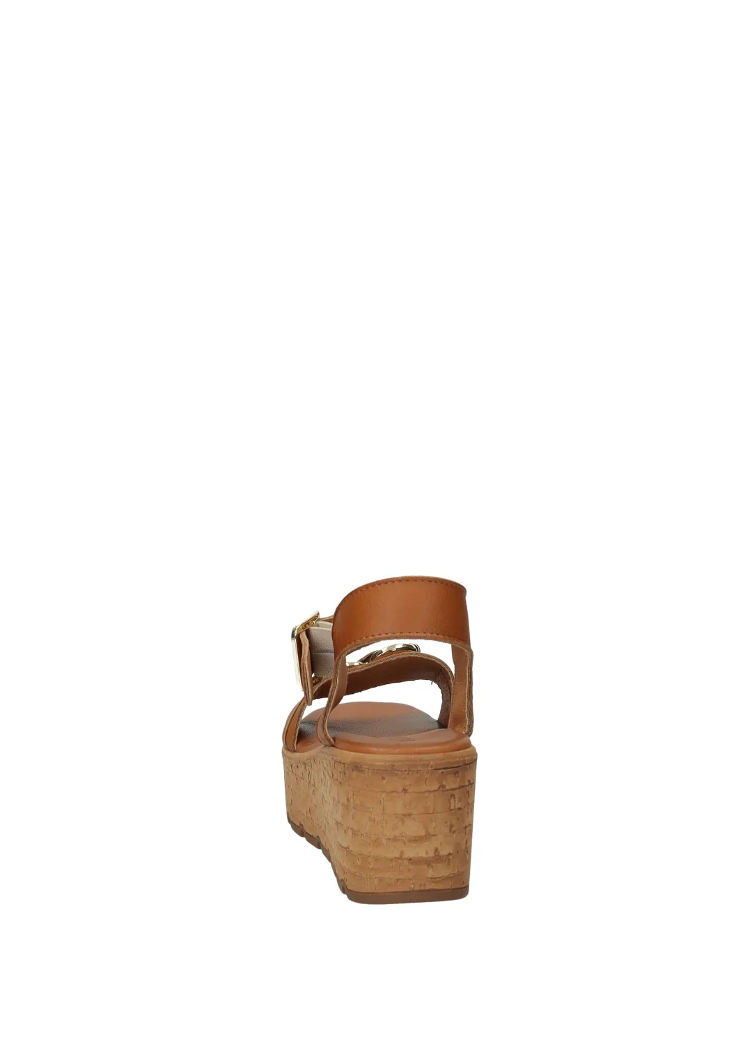 Sandali Donna Vera Pelle Zeppa Media Brown made in italy - Image 3