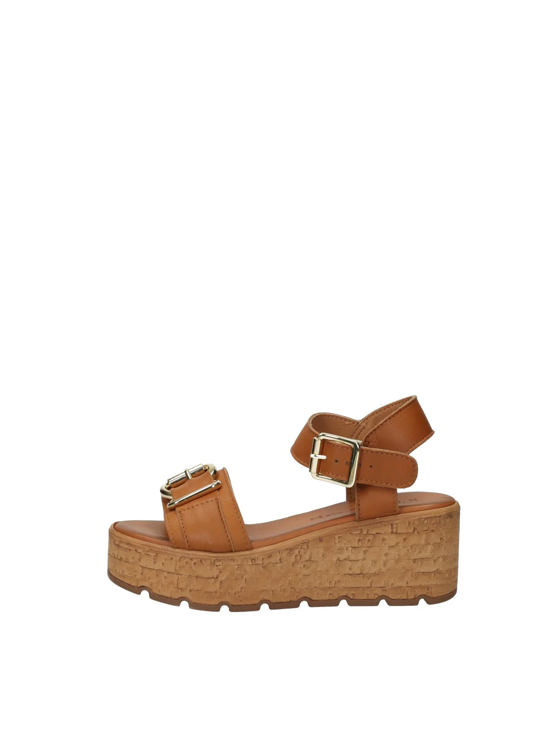 Sandali Donna Vera Pelle Zeppa Media Brown made in italy - Image 5