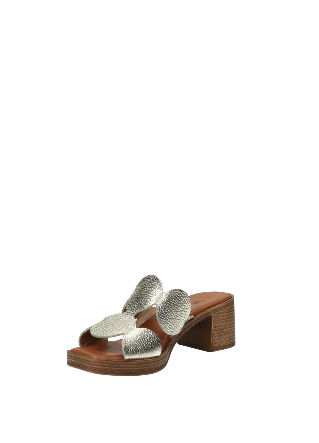 Sandali Donna Vera Pelle Tacco Medio Brown / Platinum - Image 3