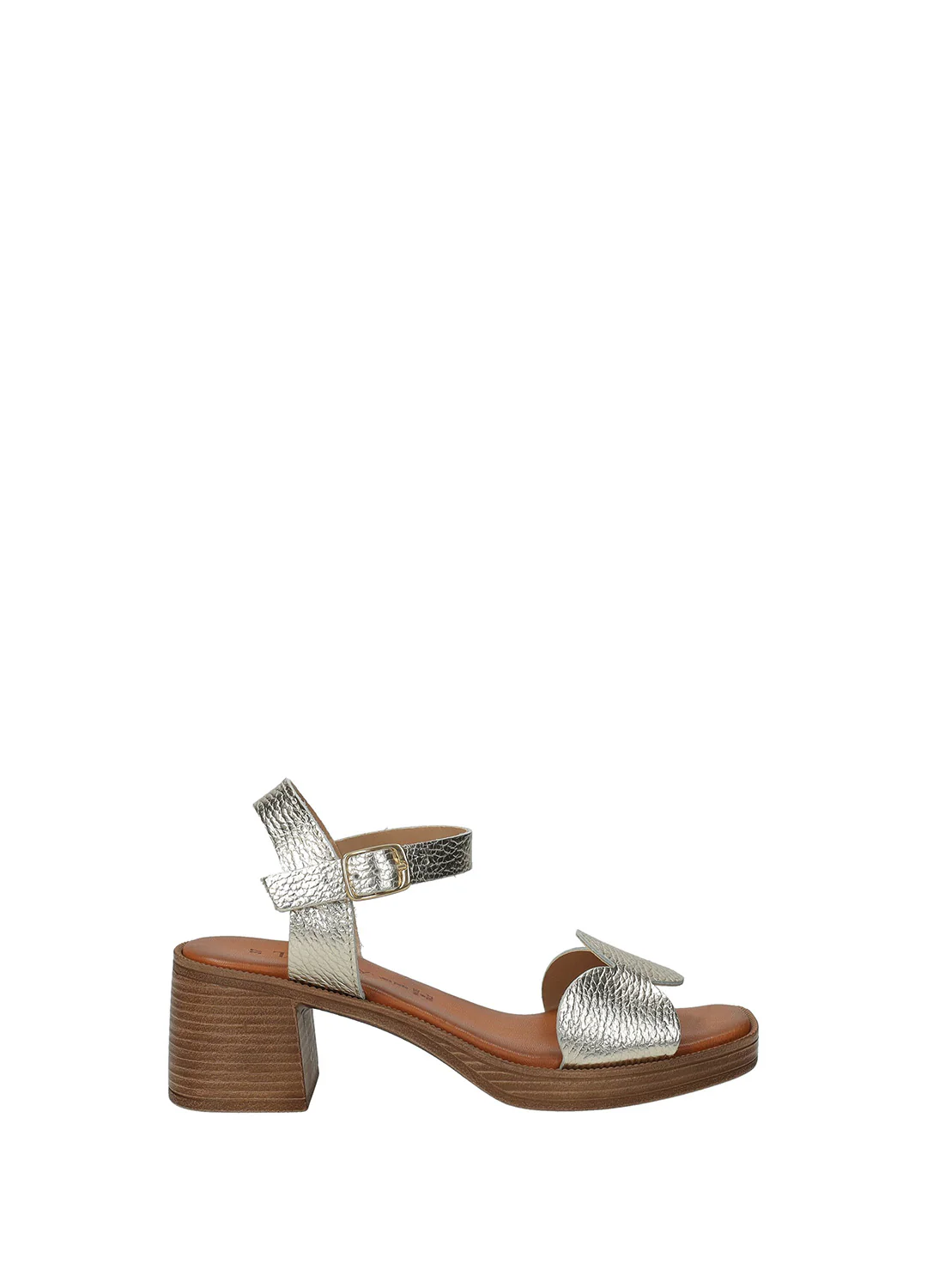 Sandali Donna Vera Pelle Tacco Medio Beige / Platinum