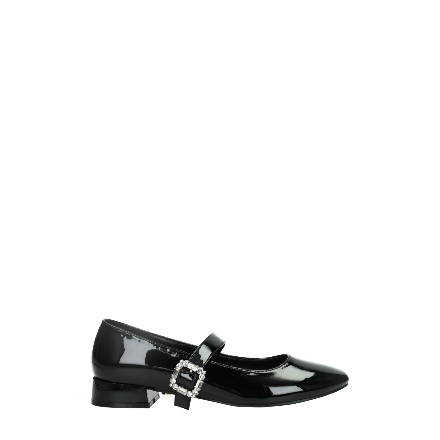 Ballerine con cinturino in strass.Tacco alto 3 cm