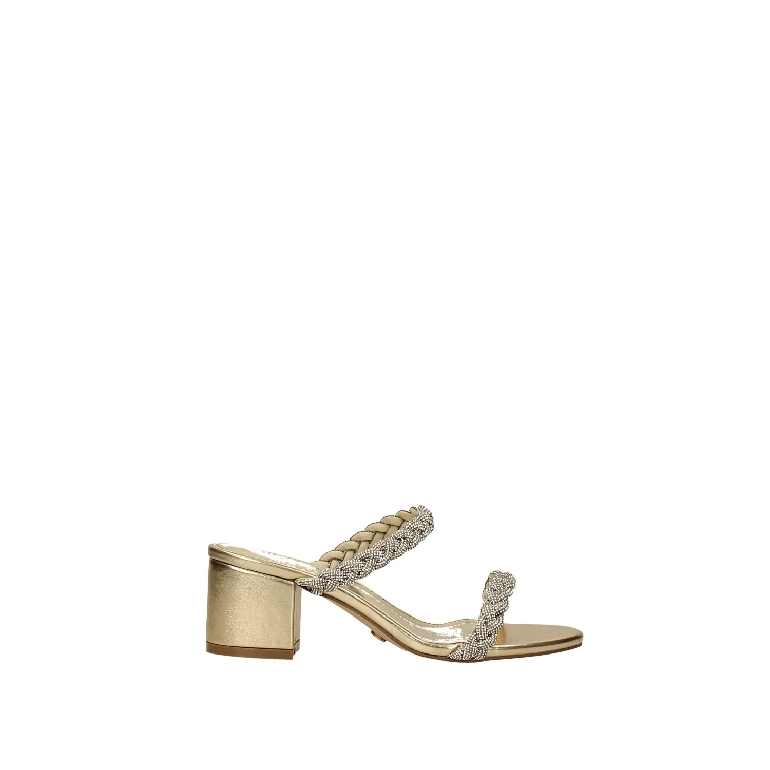 Sandali con due fasce e strass. Tacco alto 6.5cm