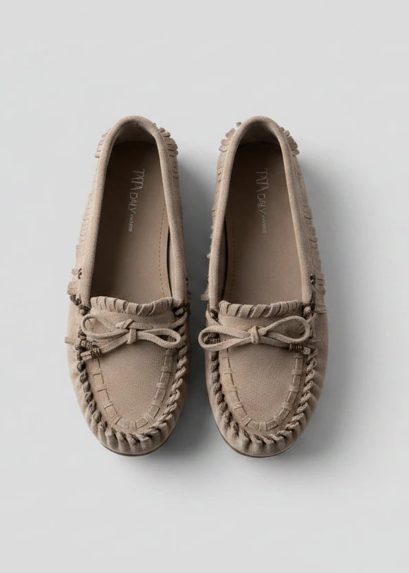 Mocassini Donna in Vero Camoscio Native - Beige e Brown - Image 2