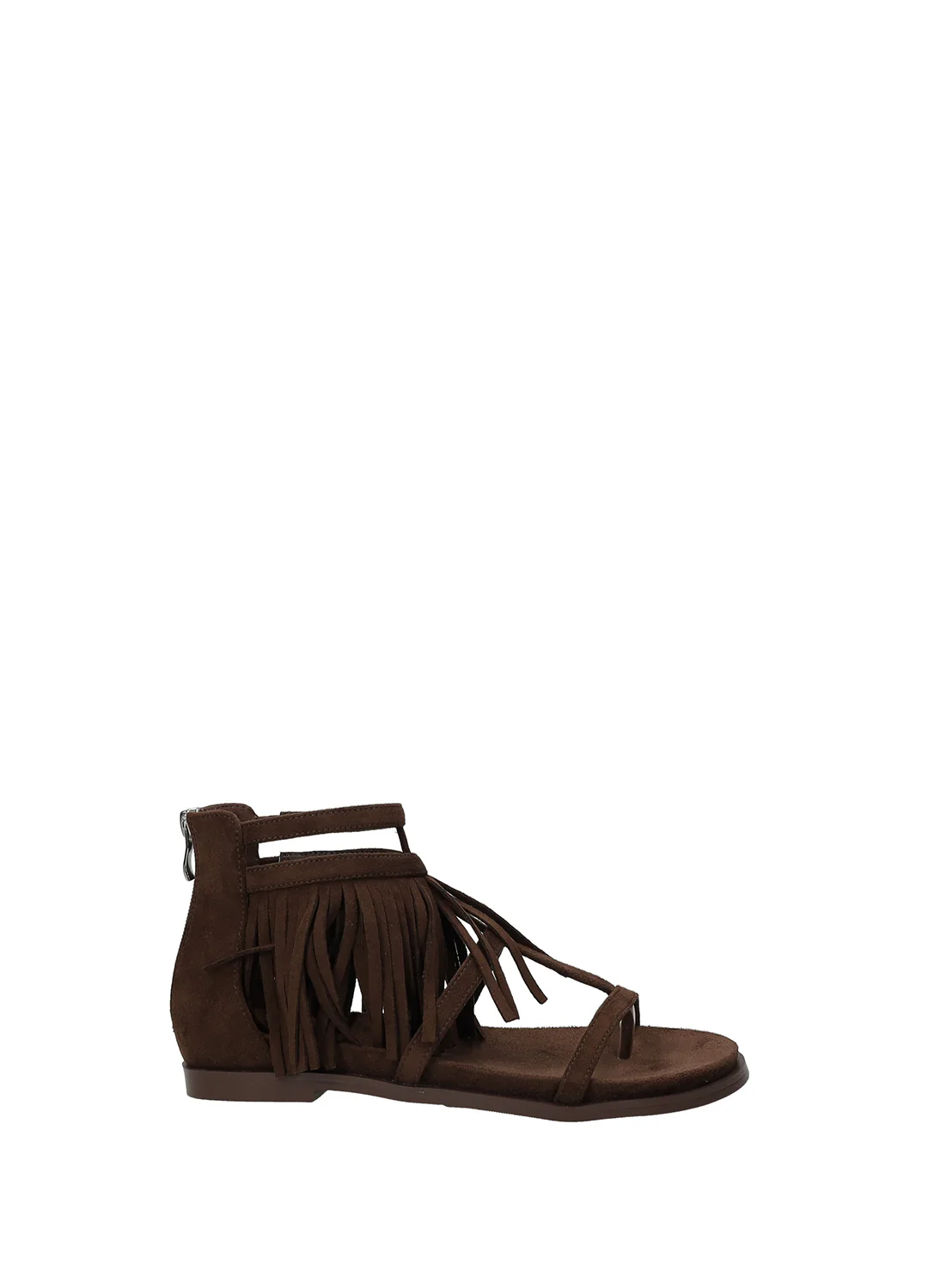 Sandali donna brown in M.Fiber fondo gomma