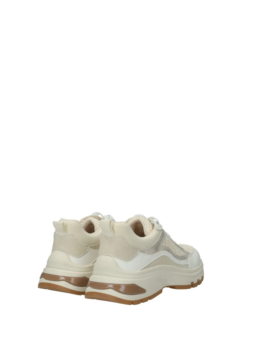 sneakers donna in bianco e beige con suola spessa stile chunky - Image 4