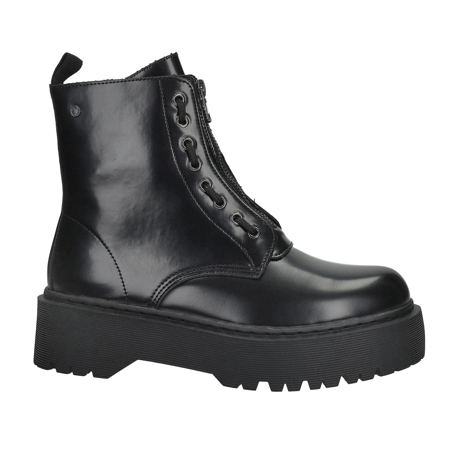 Anfibi con zip frontale.Tacco alto 5cm