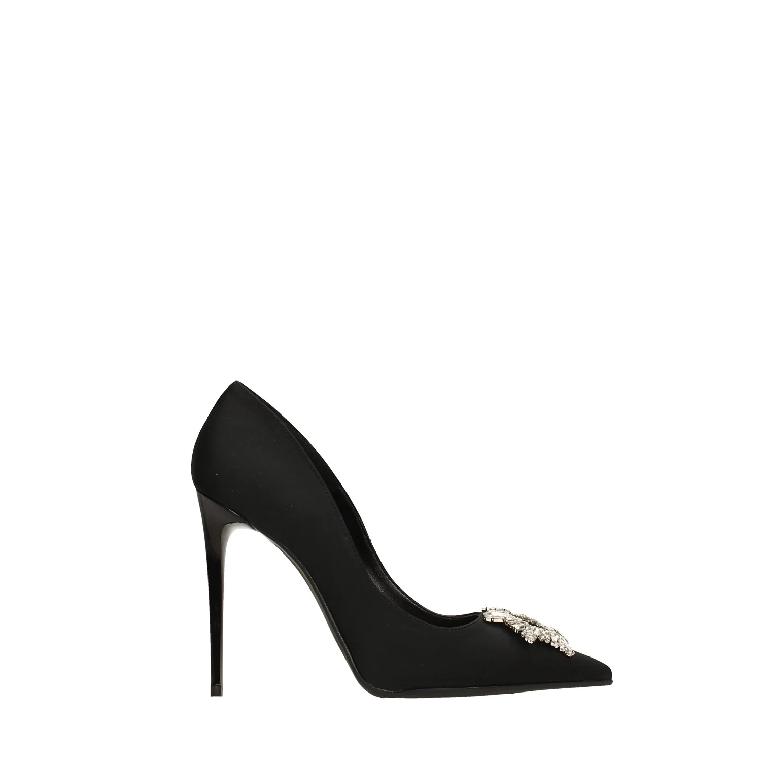 Décolleté in tessuto satinato con pietre. Made in Italy. Tacco alto 12cm