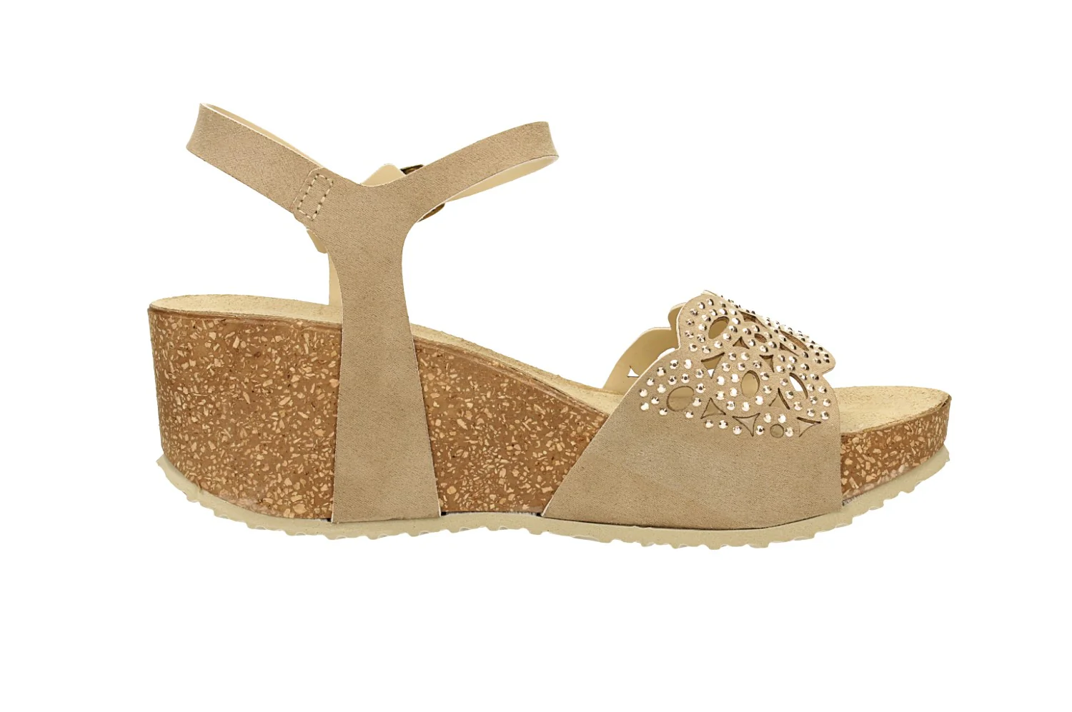 Sandali con zeppa beige. in vera pelle. Made in Italy. Tacco alto 5cm - Image 3