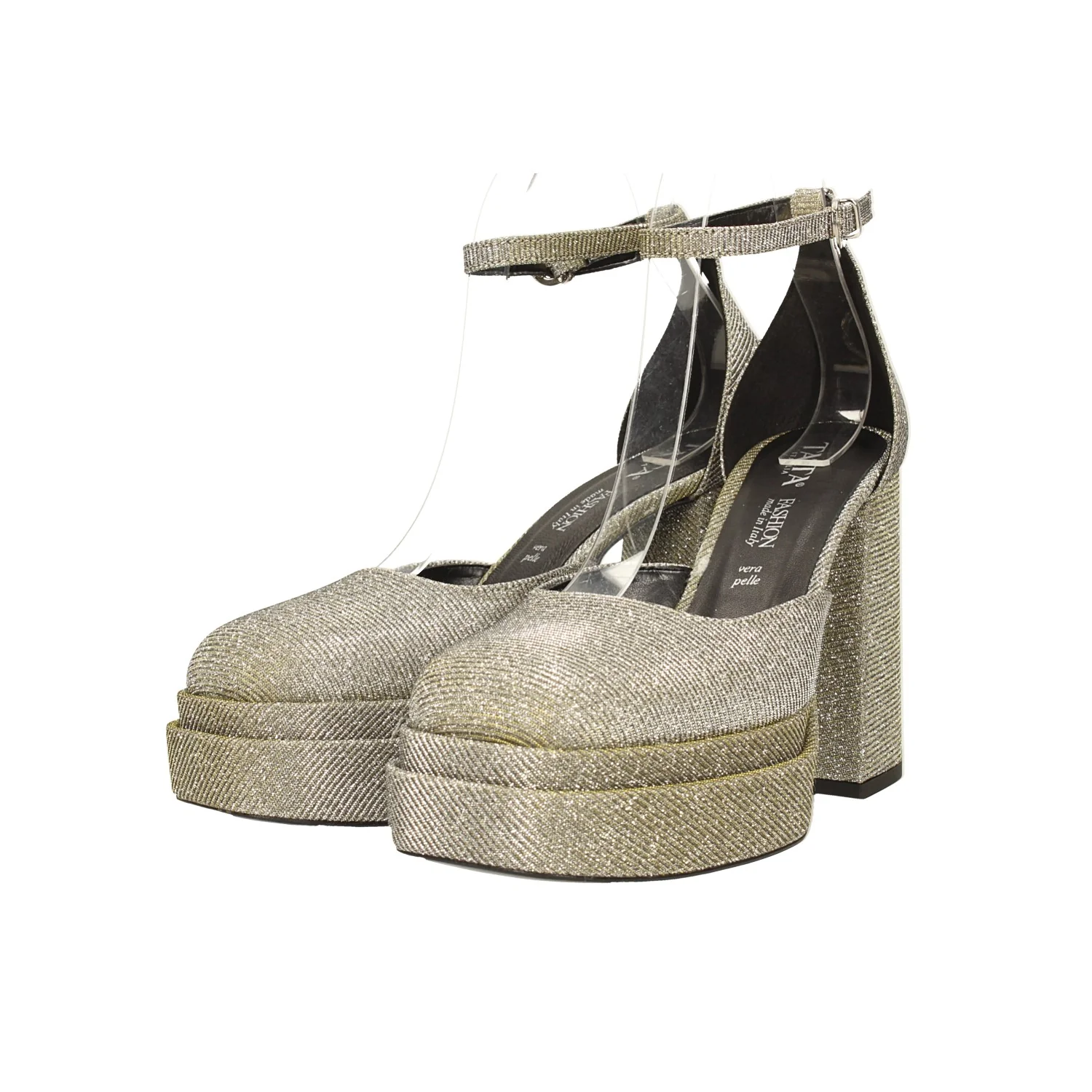 Décolleté glitterate con doppio plateau. Made in Italy. Tacco alto 11cm - Image 8