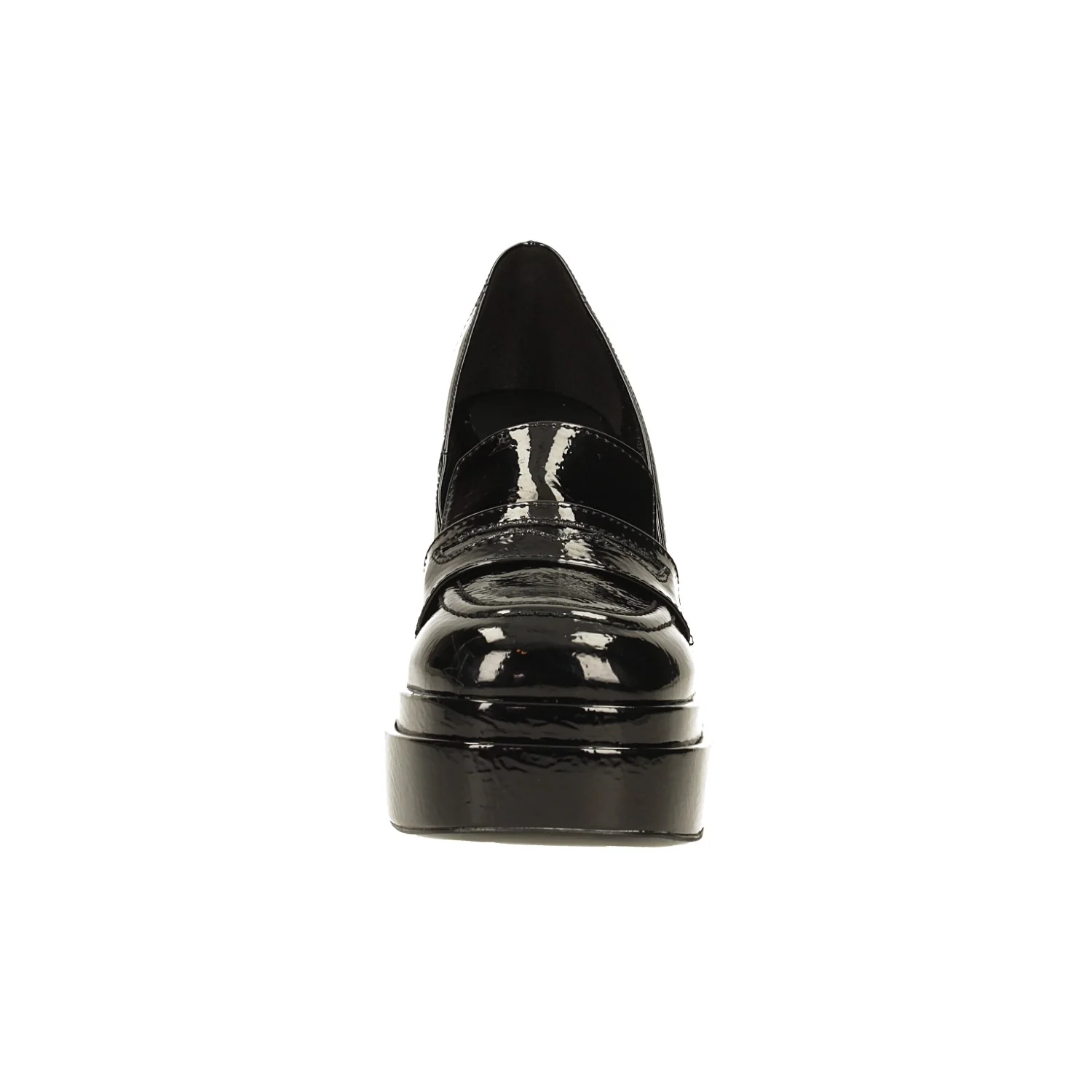 Pumps mocassino in vernice con tacco a colonna alto 10.5cm. Made in Italy - Image 3