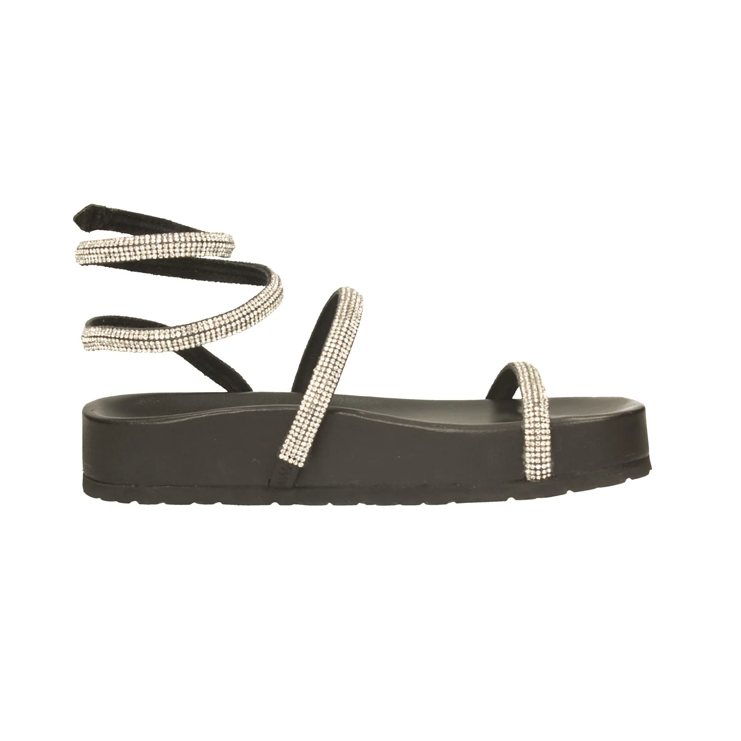 Sandali alla schiava con strass. in vera pelle. Tacco alto 3.5cm - Image 3