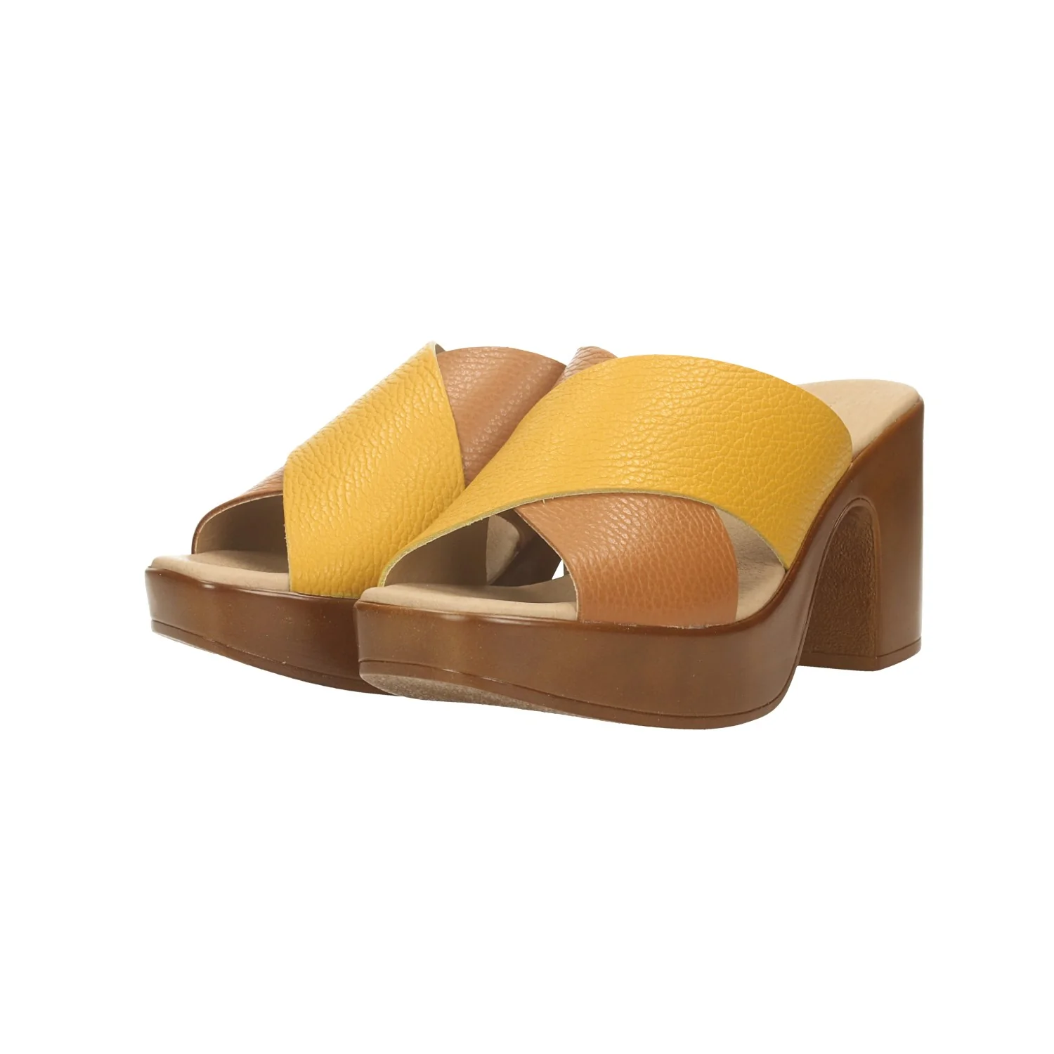Mules con plateau in vera pelle. Made in Italy. Tacco alto 8cm - Image 2