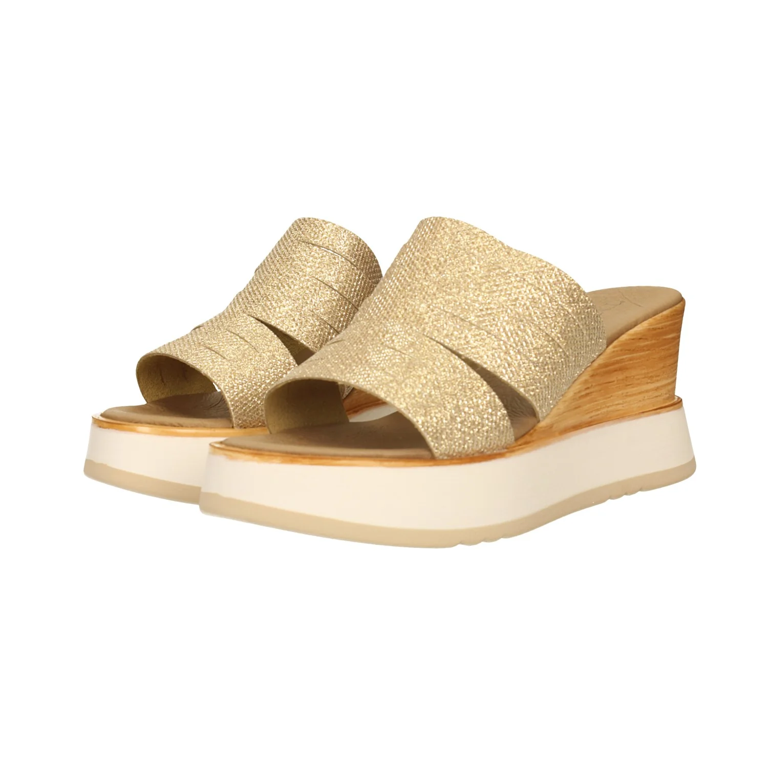 Sandali con zeppa in vera pelle. Made in Italy. Tacco alto 7.5cm - Image 2