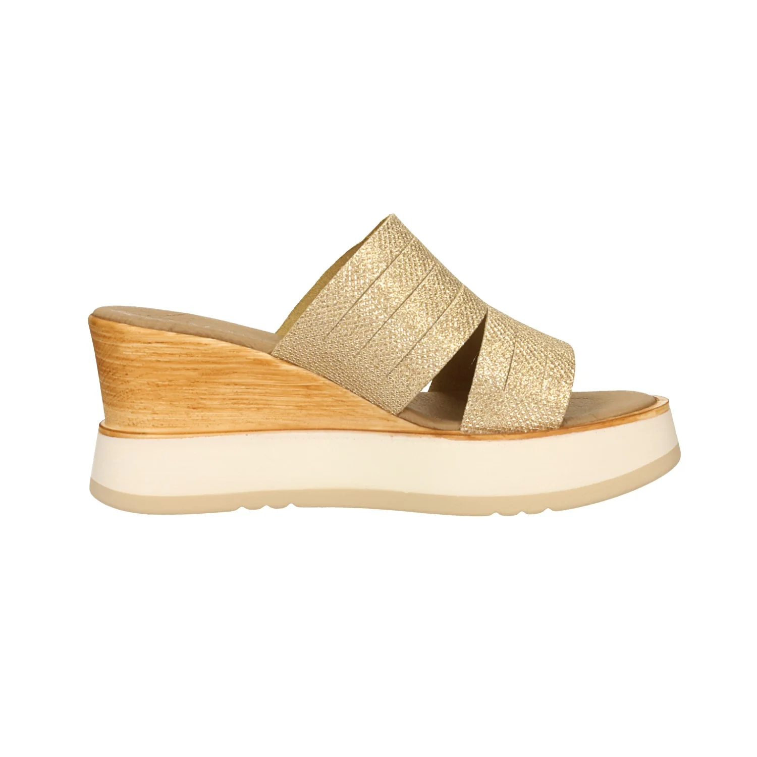 Sandali con zeppa in vera pelle. Made in Italy. Tacco alto 7.5cm - Image 3