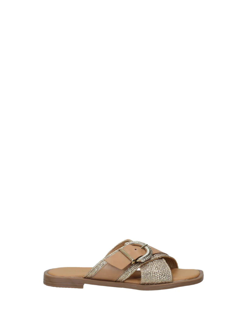Sandali Donna Beige e Platinum in Vera Pelle - Image 2