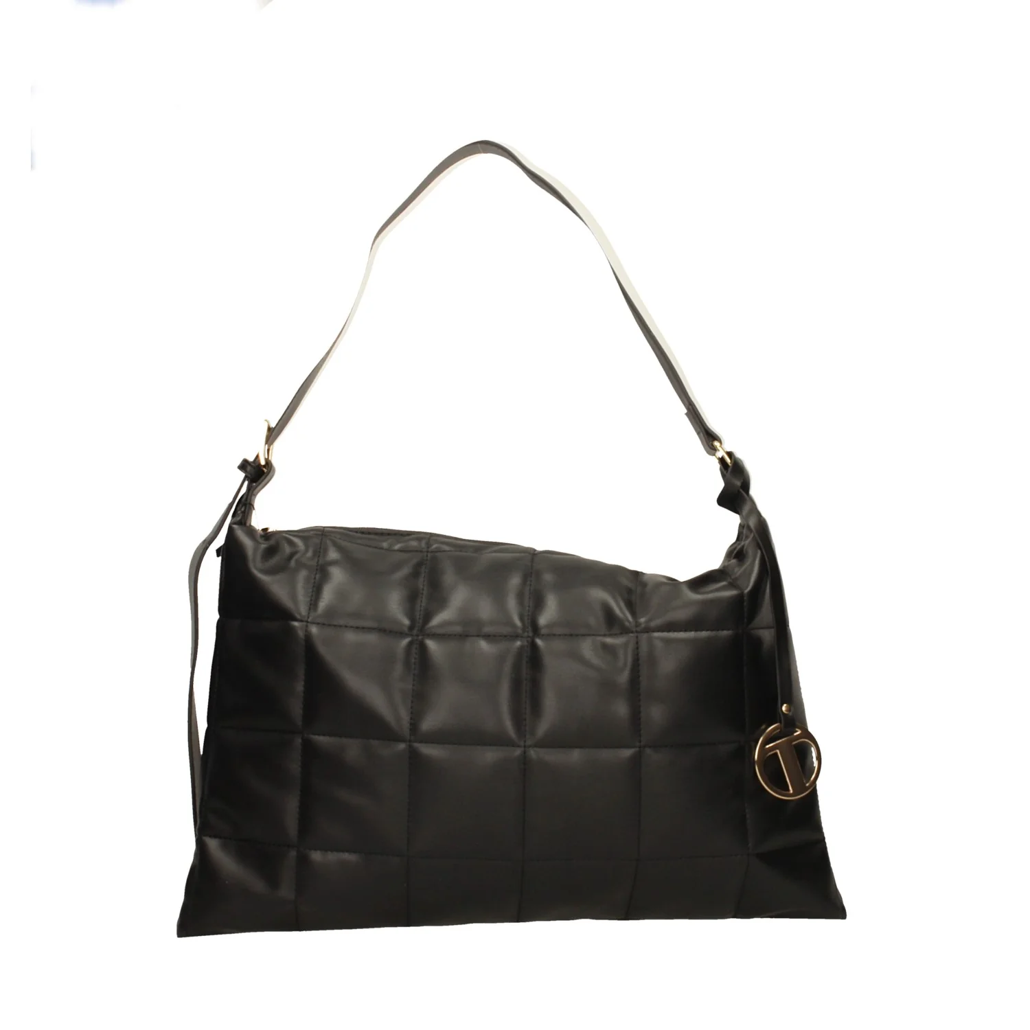 Hobo bag nera in tessuto trapuntato