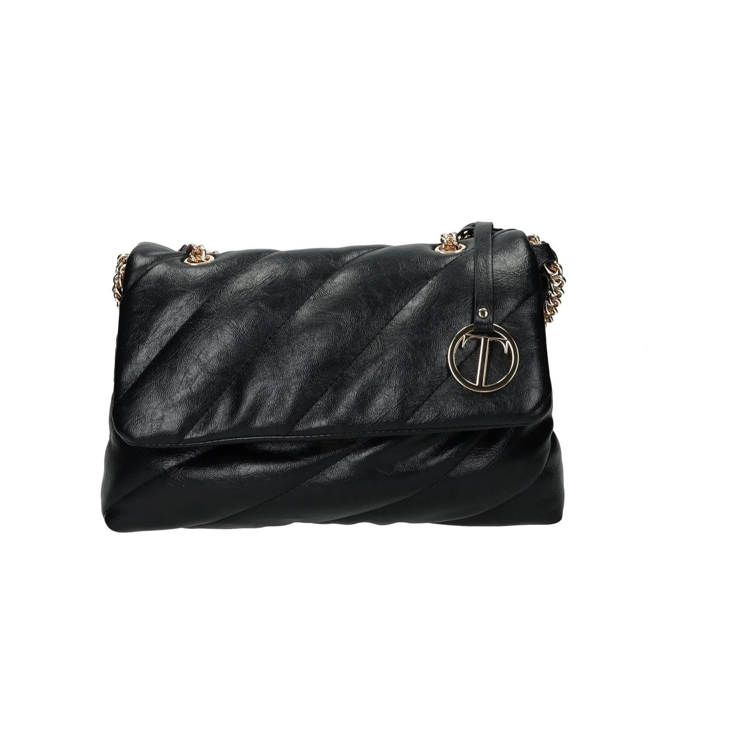 Borsa a tracolla con patta a chiusura.