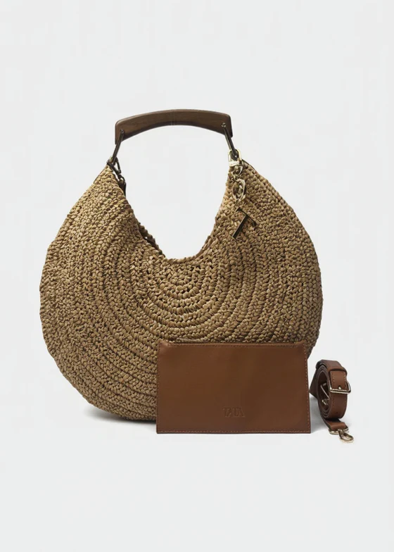 Borsa circolare in rafia a mano