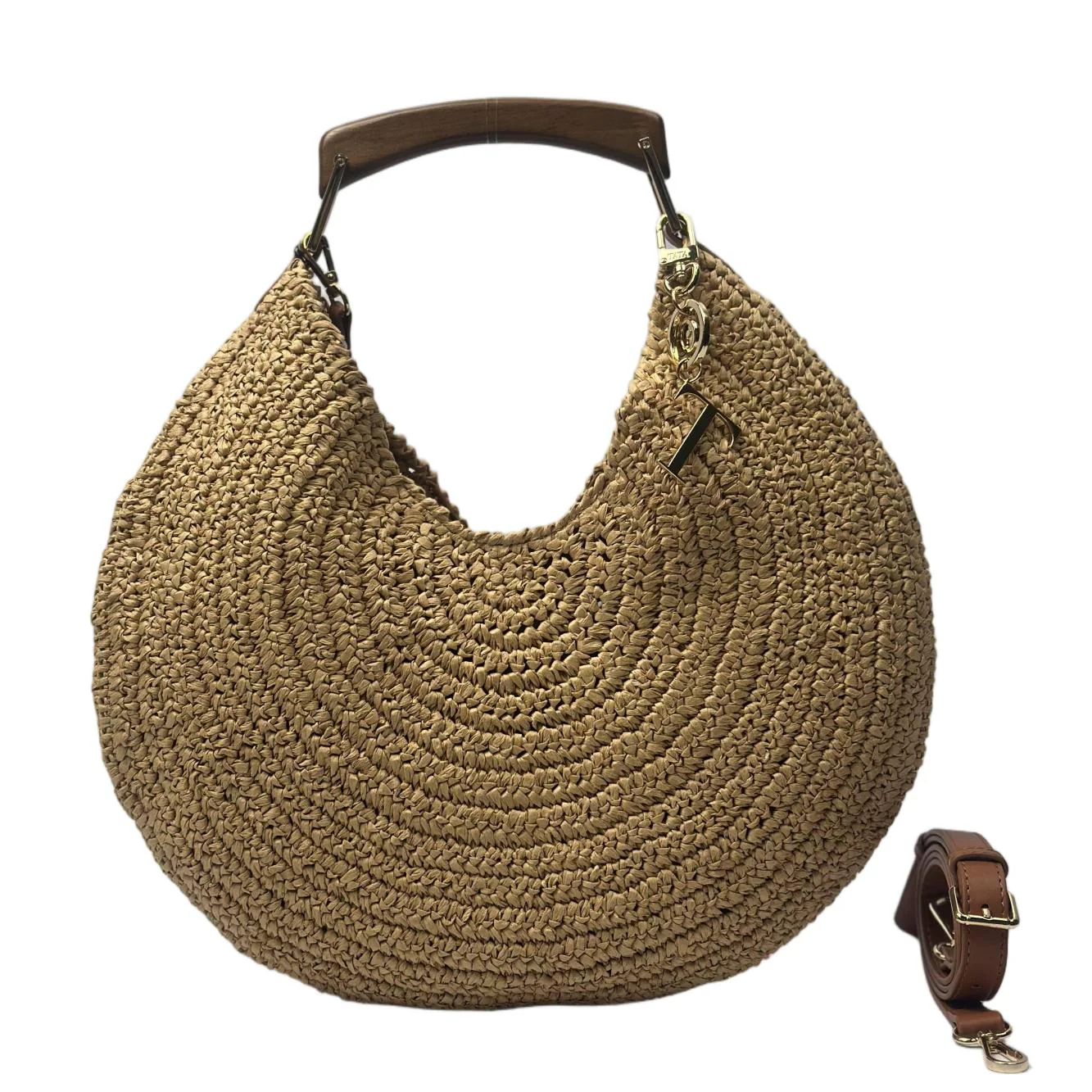 Borsa circolare in rafia a mano - Image 2