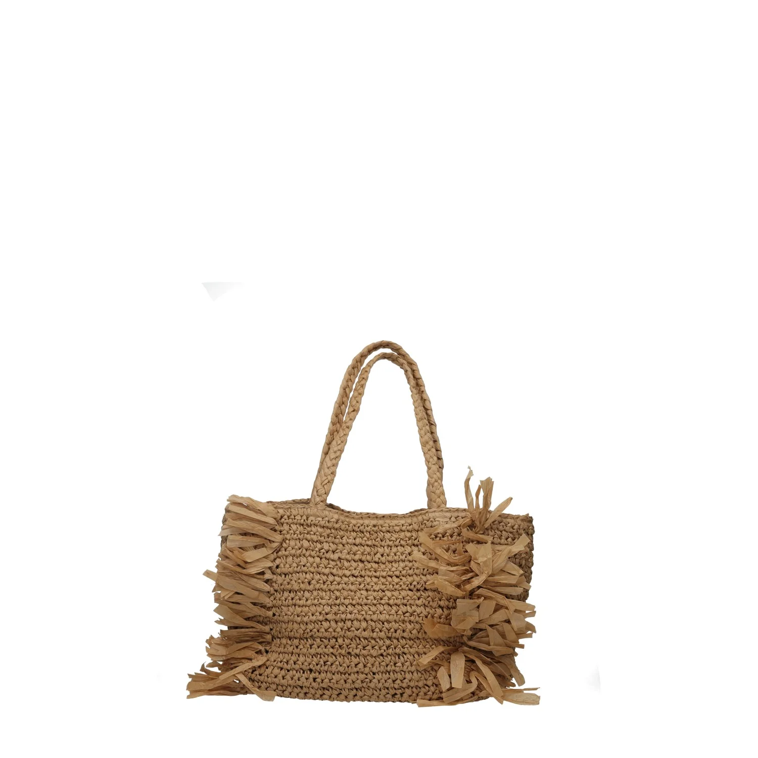 Borsa in paglia con frange decorative