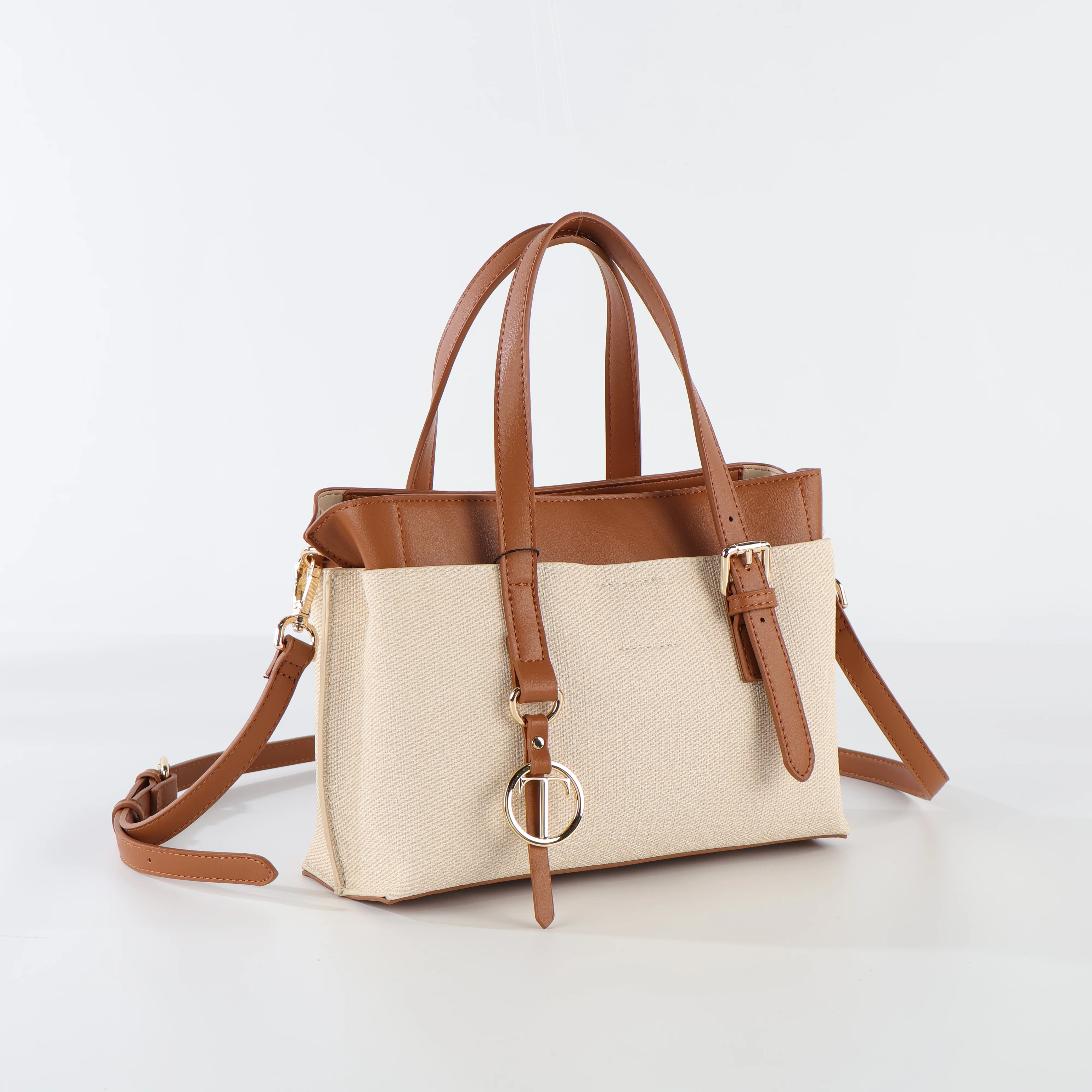 Borsa Donna Bicolore in PU Beige e Brown - Image 2