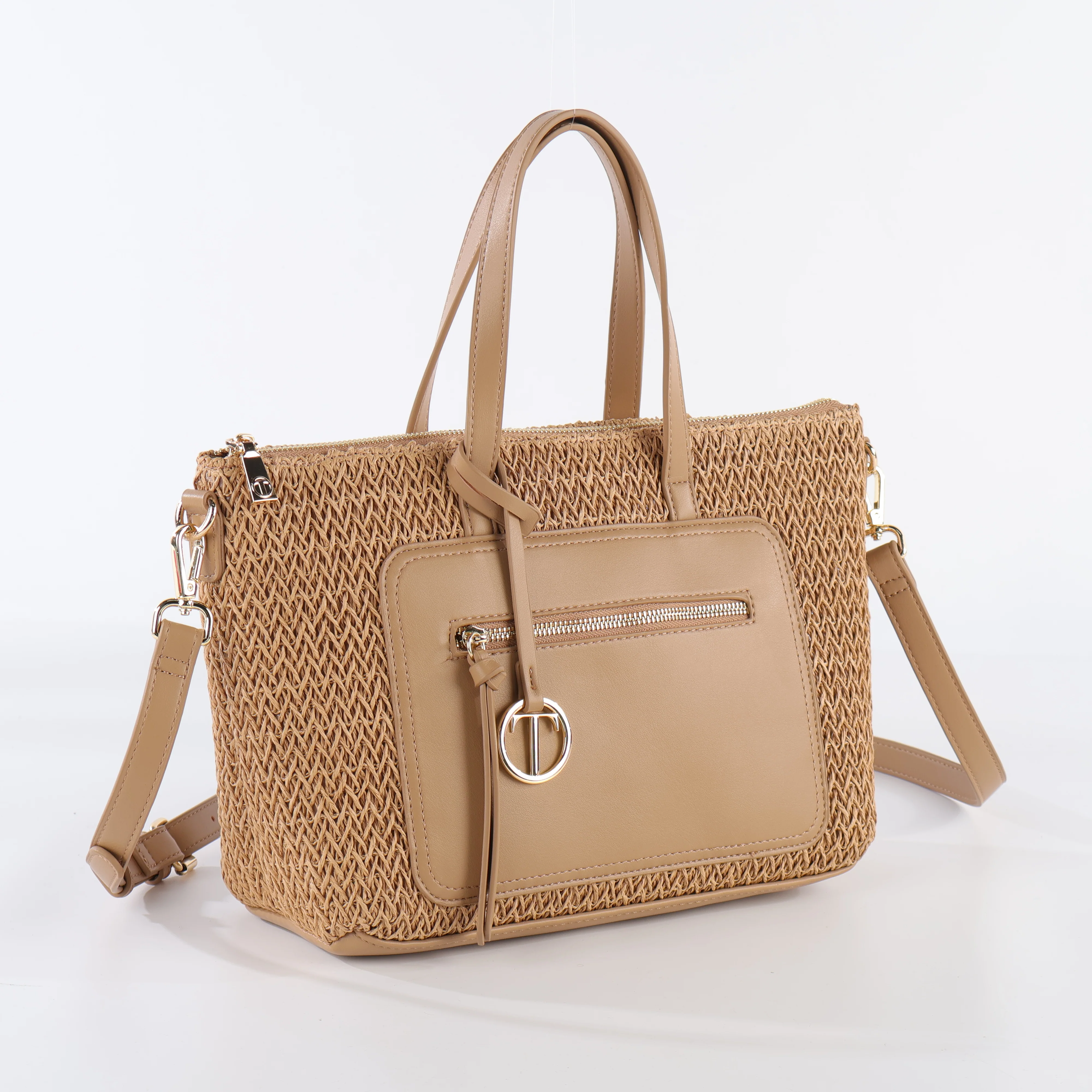 Borsa Donna in Rafia e PU Brown - Image 2
