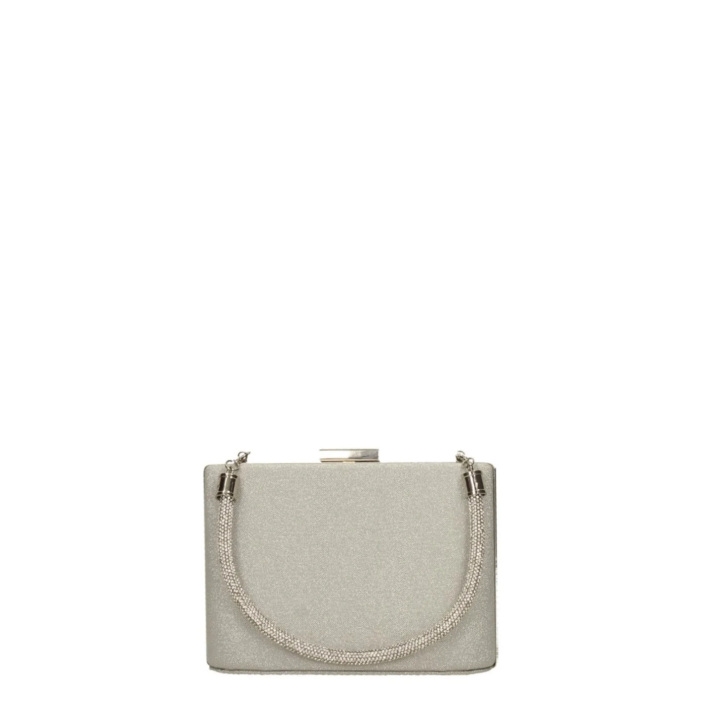 Clutch argentata con manico rigido ricoperto da strass - Image 2