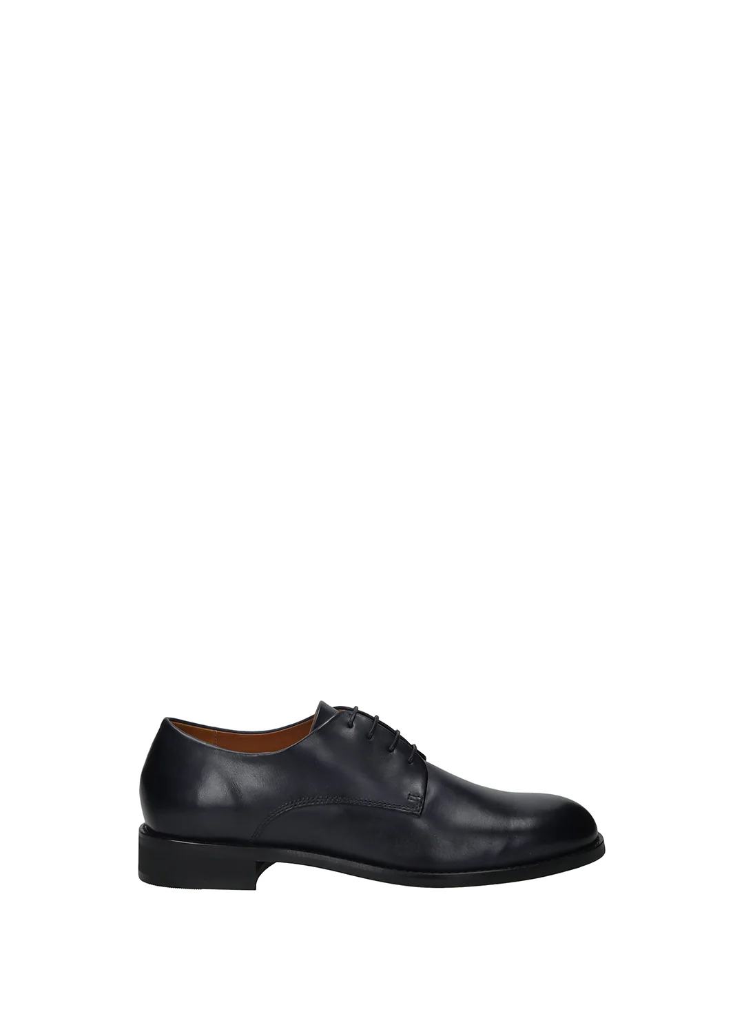 Derby Uomo in Pelle con Suola in Gomma - Black e Blu